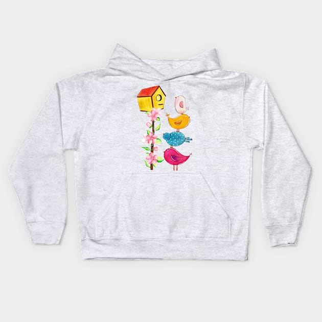 Cute birds Kids Hoodie by GerganaR